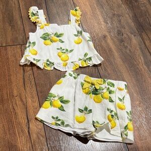 Girls’ Lemon Print Set, Tank Top + Shorts
